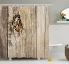 Занавеска для душа в стиле сафари, Сибирский тигровый глаз, вид через деревянное отверстие, шпионский хищник, большая кошка, дикая занавеска для декора ванной комнаты s