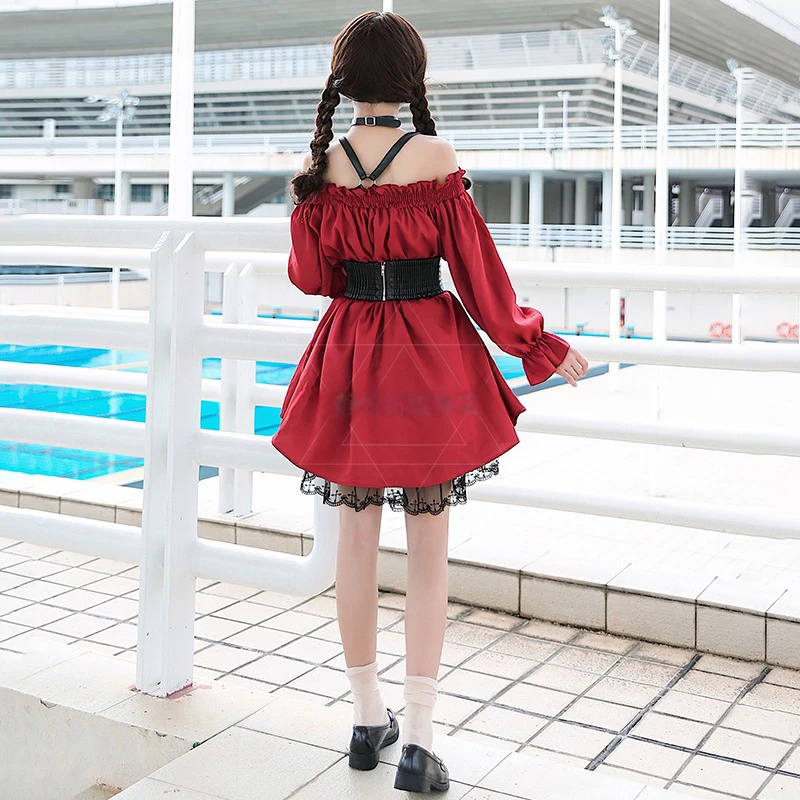 Для взрослых Аниме Косплей Костюм Горничной женский сладкое красное вино в