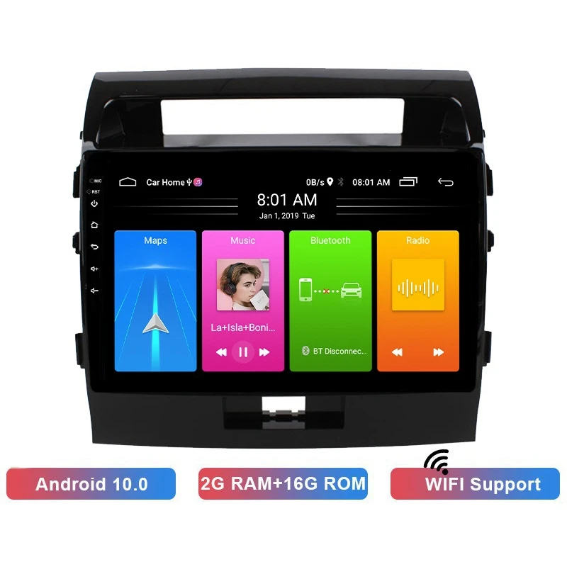 

10 Inch Android 10 HD Car MP5 Player Stereo Radio 2+16GB Wifi Bluetooth GPS Navigation for Toyota Land Cruiser 2007-2012