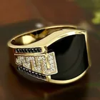 Модное очаровательное обручальное кольцо VAGZEB с большим черным квадратным кристаллом Золотое серебряного цвета Панк винтажные кольца с фианитами ААА для женщин и мужчин