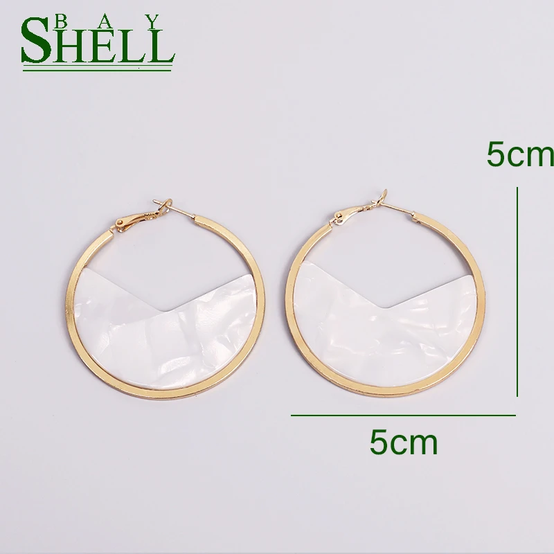 Shell Bay Za Colorful acrylic Resin Drop Earrings Women Fashion Round Circle Hoops Alloy girls Party Jewelry Brincos | Украшения и