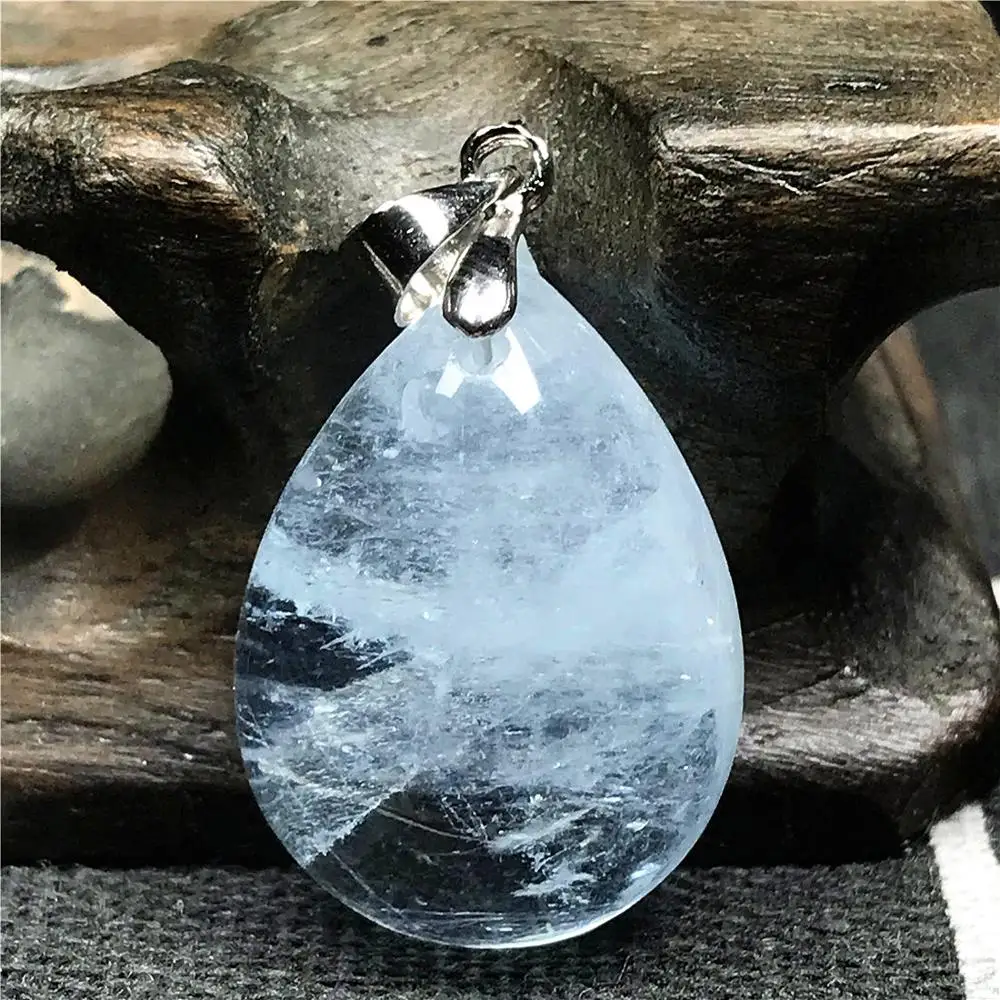 Топ Натуральный Синий аквамарин кулон для Женщины Мужчины Кристалл 22x16x9 мм