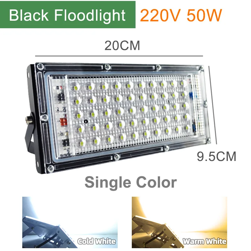 Black Shell Light Kaguyahime Светодиодный прожектор 100 Вт 50 Вт 10 Вт Светодиодный прожектор IP65 водонепроницаемый наружный рефлектор освещение квадратная лампа свет в саду - Испускаемый цвет: Black Shell Light