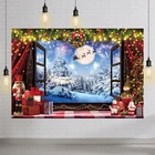 Фон для фотосъемки детей с изображением рождественского окна и заснеженной зимы
