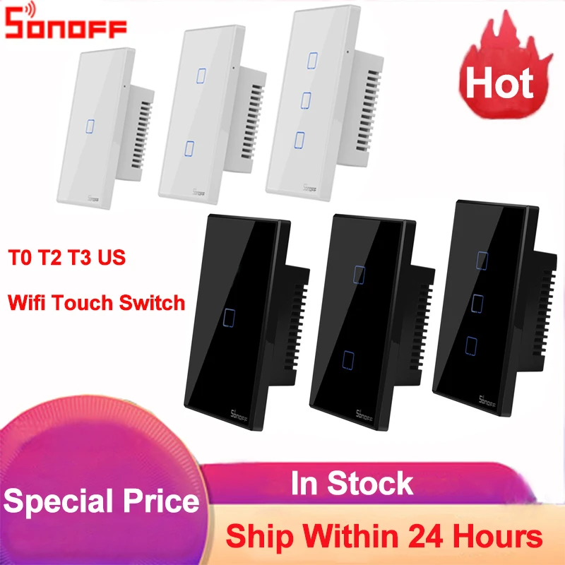 Смарт-выключатель Sonoff T0 T2 T3 US WiFi Touch Wall Wireless Timer Light через приложение Ewelink, совместимый с Alexa Google Home.