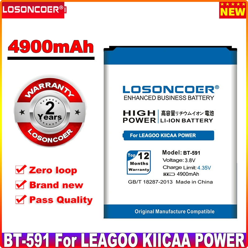 LOSONCOER 4900mAh BT-591 мобильный телефон аккумулятор для LEAGOO KIICAA POWER Battery + Быстрая