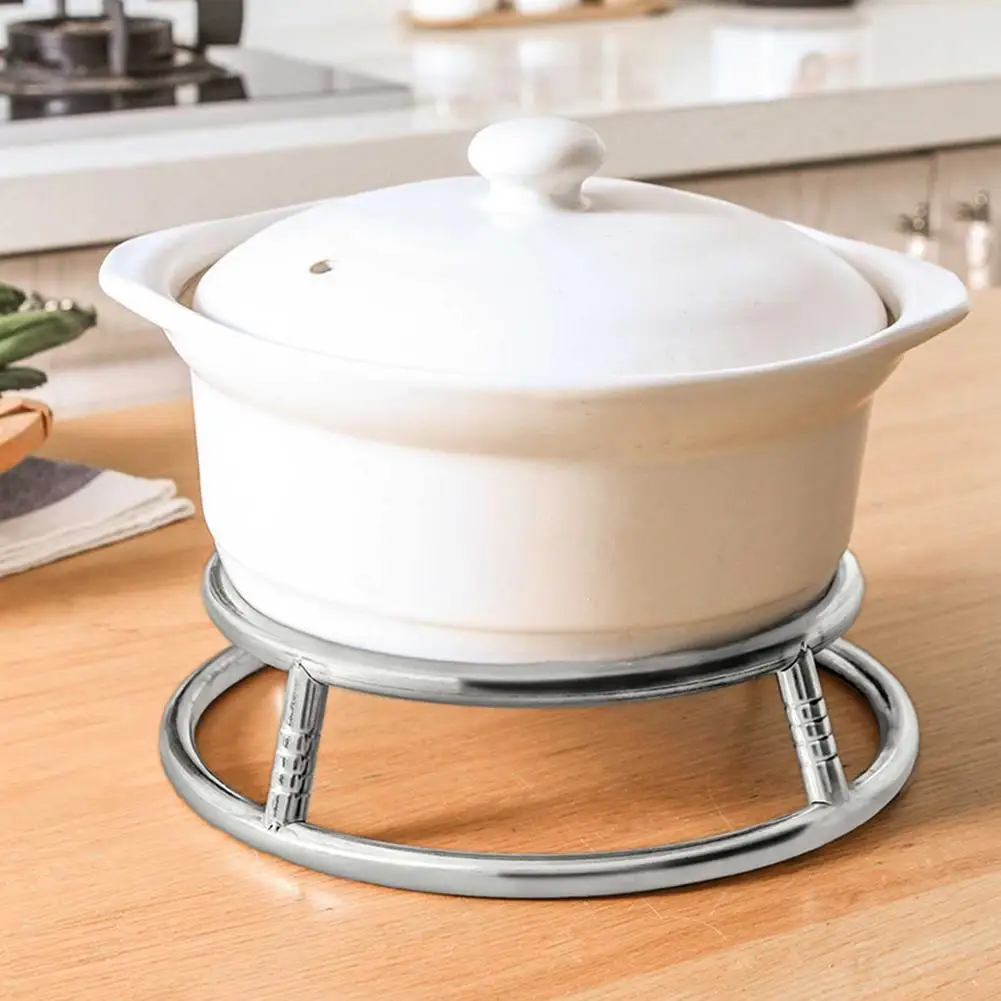 

Теплоизоляционная стойка для кастрюль из нержавеющей стали, 9,45 дюйма/11,61 дюйма (24 см/29,5 см), кухонные антиожоговые круглые держатели, двухсло...