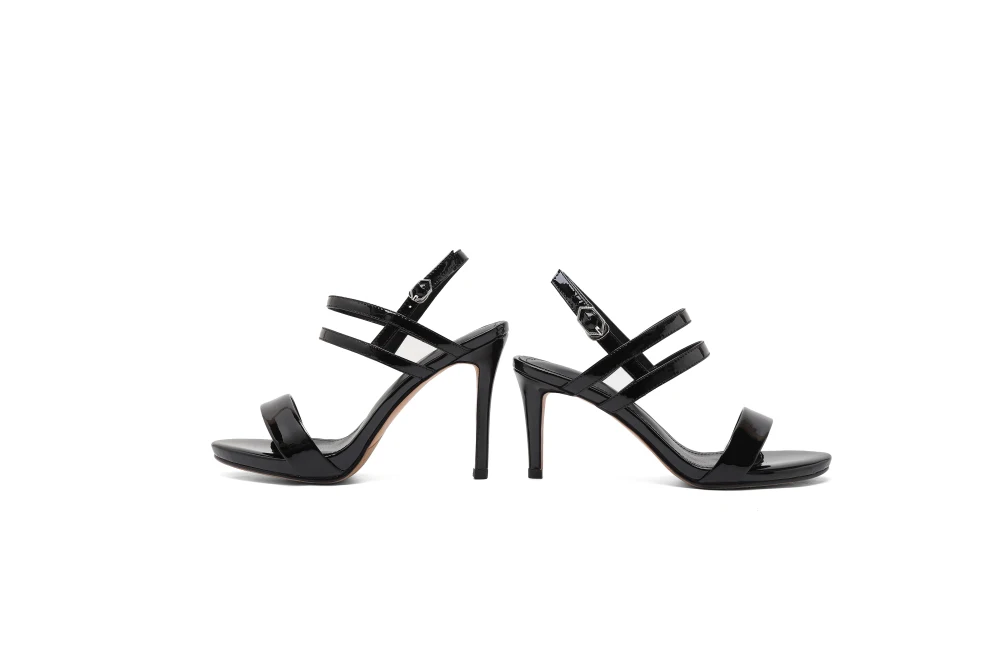 

2021 Summer New High-quality Cow Patent Leather Sandals Feminine High Heels Thin Strap Combination Simple Design Fashion Shoes