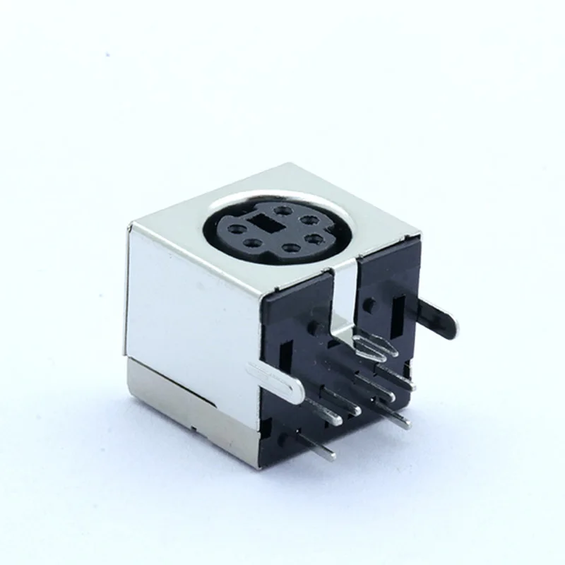 

100PCS MDC/S Terminal Mini PS2 Power Socket MINI DIN 6PIN Metallic Housing Female Socket Bent needle Half-Package Shield