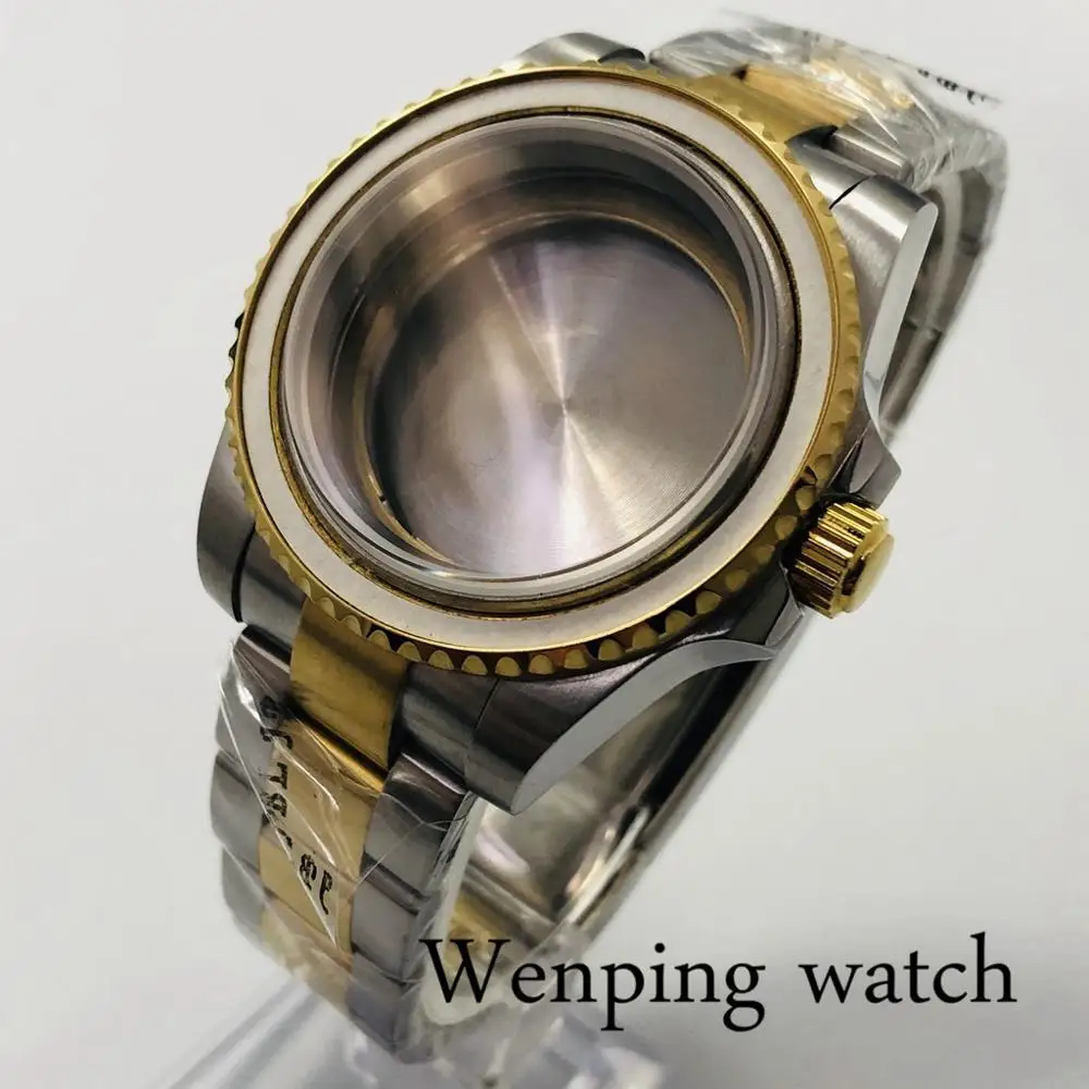 40 мм Золотой Мужской чехол сапфировое стекло корпус из нержавеющей стали 316L