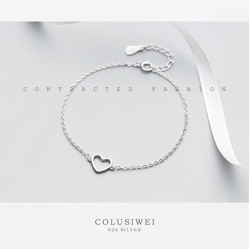Colusiwei подлинное серебро 925 пробы романтическая цепочка со звеньями-сердечками браслеты и браслеты для женщин бижутерия из натурального серебра подарок