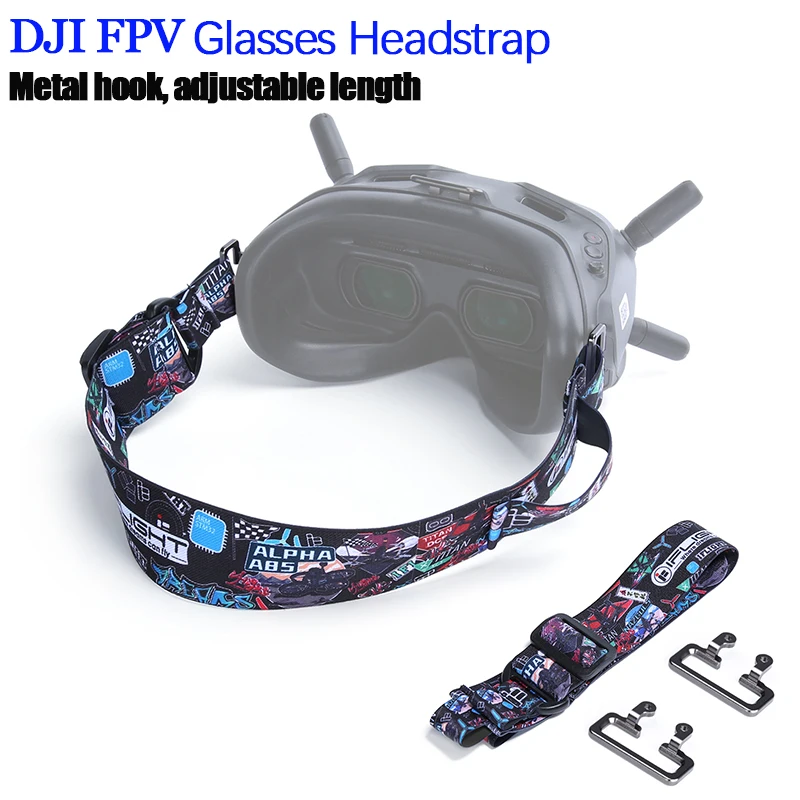 

For DJI FPV Glasses Headband Adjustable Colorful Graffiti HeadStrap With Metal Hook DJI FPV Goggles Head Belt Drone Accessories
