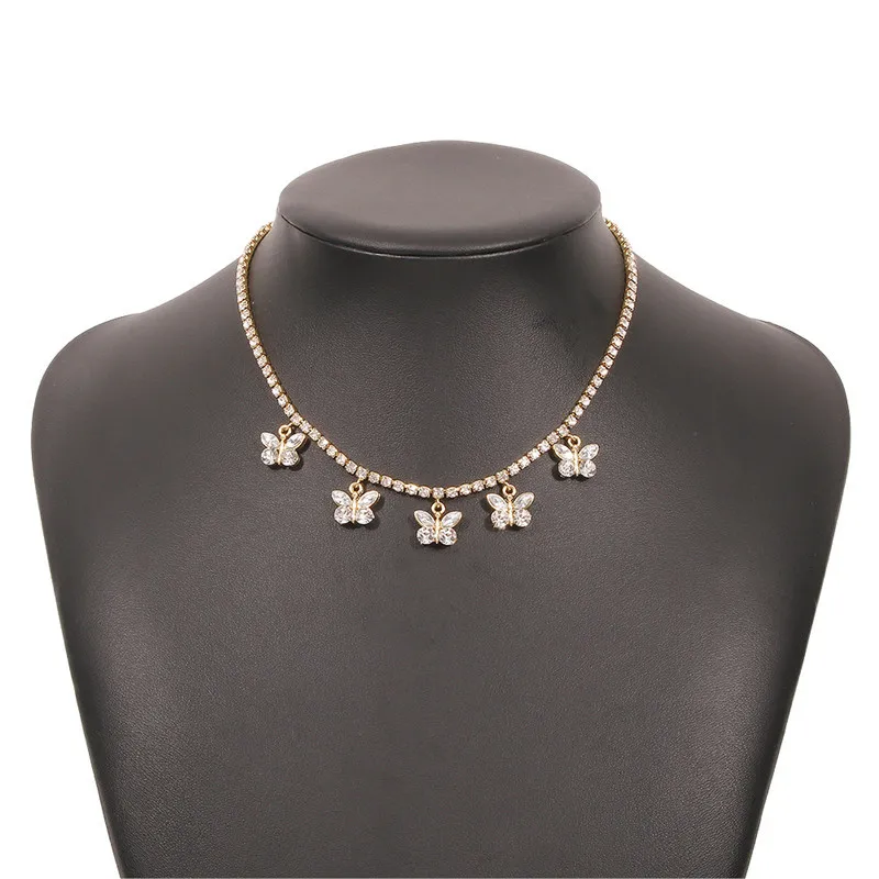 

Luxury Butterfly Necklace for Women Rhinestone Choker Statement Necklace 2021 Fashion Jewelry For Lady Party Accessories Gift