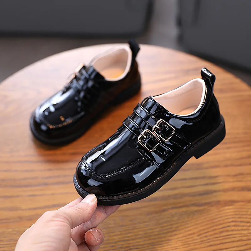 

Children Leather Shoes For Girls Black Leather Flats For Kids Formal Performance Simple Oxfords Classic PU Patent Leather Soft