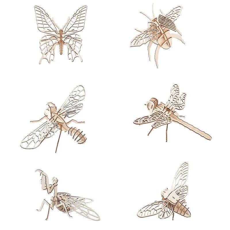 

Baby Toy Montessori 3D Puzzle DIY Jigsaw Board Wooden Puzzle Insect Animal Handmade Educational Assembly Toy Gift for Children