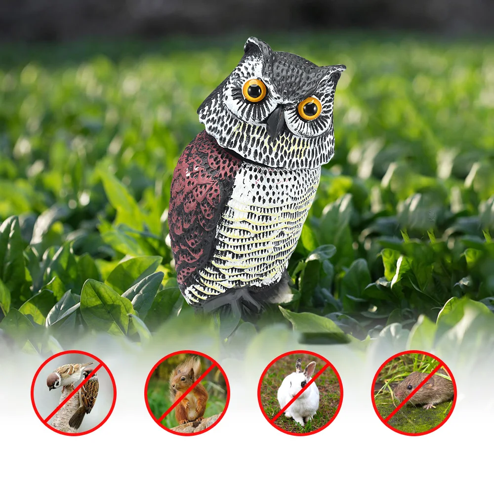 Rotating Head Fake Owl Garden Field Lawn Protection Repellent Bird Scarer Bird Repellent Fake Owl Pest Control Repeller