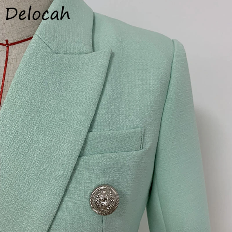 

Delocah Women Autumn Fashion Designer Short Coat Double Breasted Long Sleeve Elegant Bodycon Solid Printed Ladies Jacket 2021