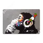 Banksy Dj обезьяна истончик с наушниками металлические знаки паб кухня классические пластины жестяные знаки постеры