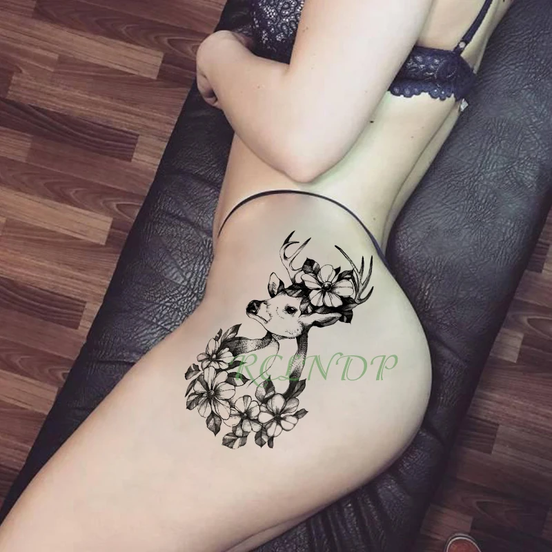 Водостойкие временные тату наклейки олень лист цветок звезда тотем флэш