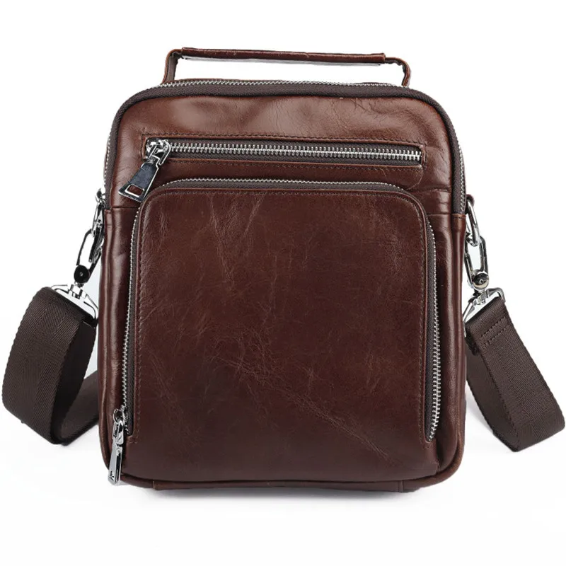 

Nesitu High Quality New Casual Coffee Genuine Leather Small Men Messenger Bags Real Skin Cowhide Male Shoulder Bags M8821