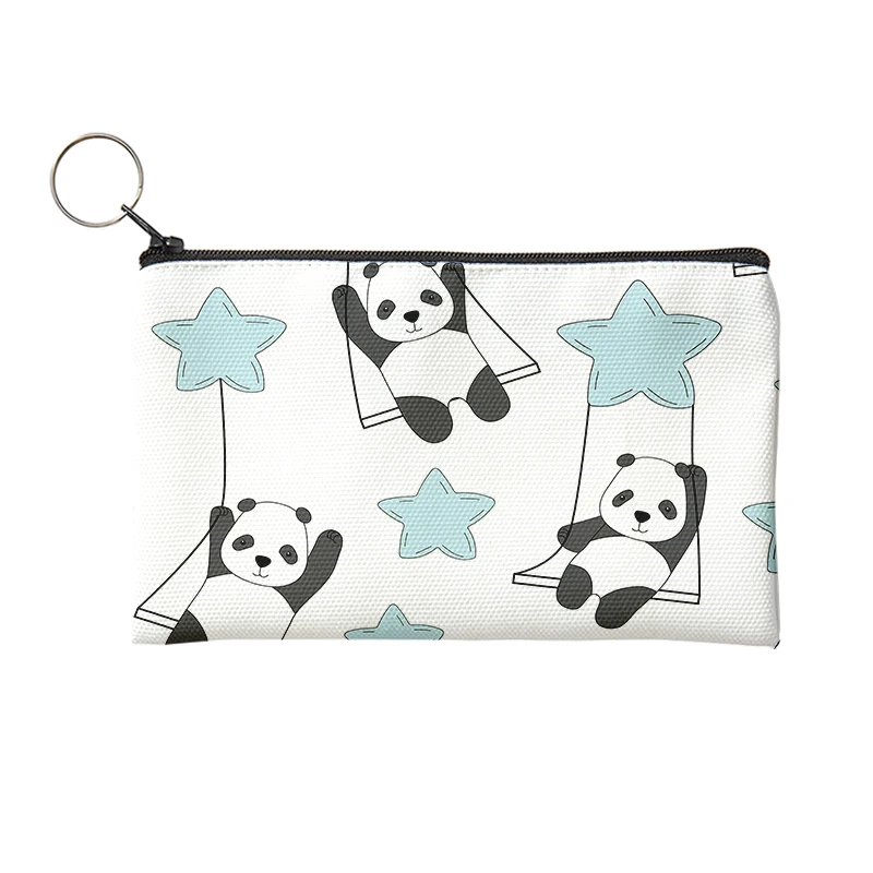 New Style 3D Printed Cute Panda Pattern Women and Men Coin Purse Kids Lady Wallet Pouch Small Canvas Bag With A Zipper Fashion