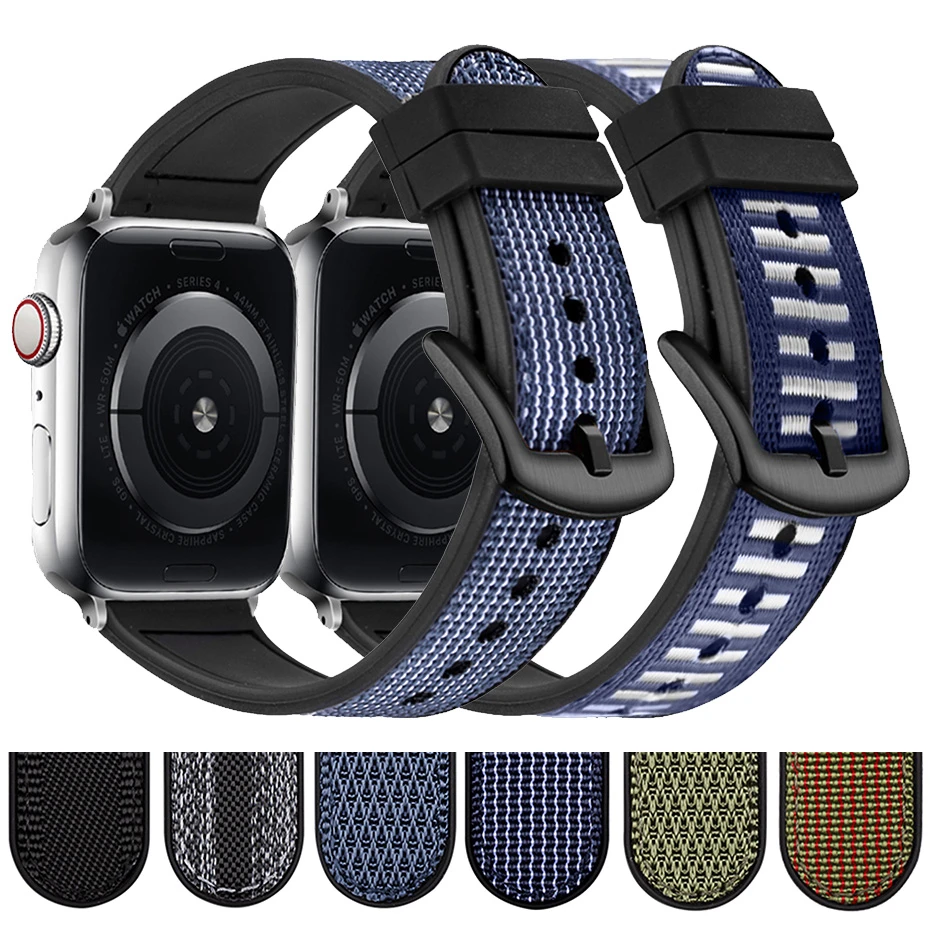 Carbon fiber nylon Silicone Watchband for apple watch band 44 mm 42mm strap iwatch series 5 4 3 2 40mm 38mm accessories bracelet