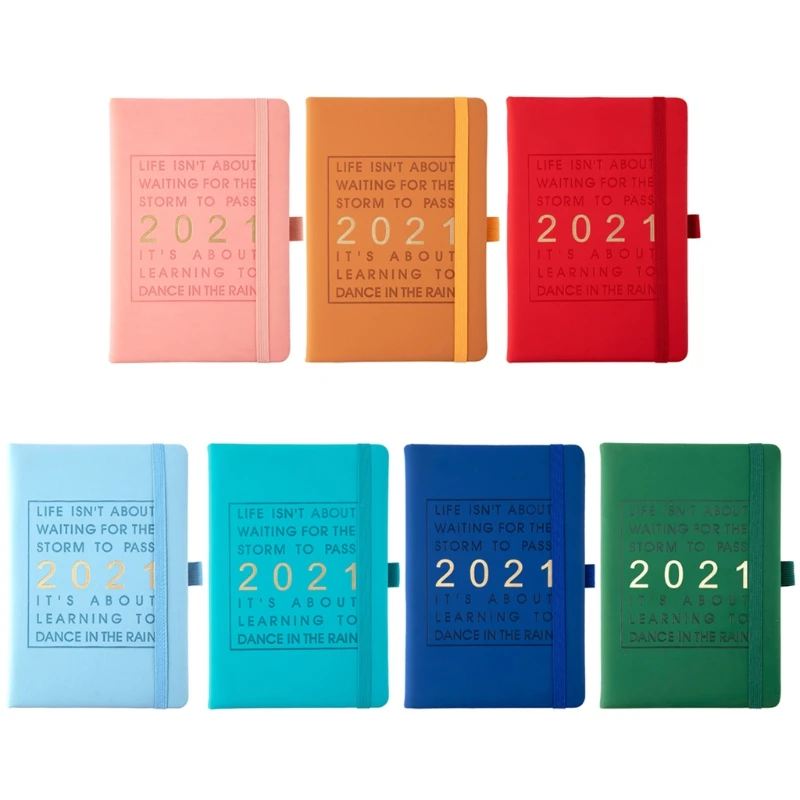 

Agenda 2021 Jan-Dec English Language Notebook Leather Planner Efficiency Journal