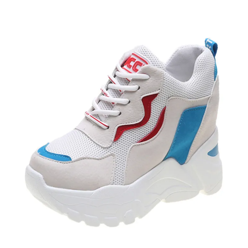 Женские кроссовки на платформе 9 см повседневные дышащие толстой подошве с