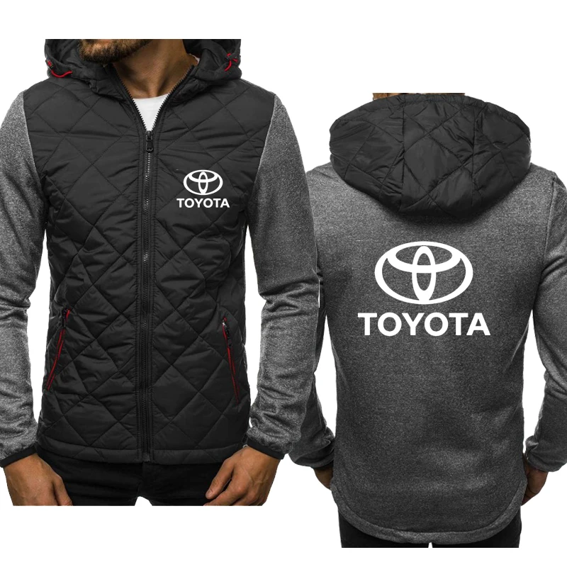 

2021New Spring Autumn Men's Zip Jacket Toyota car logo printing Fashion Splicing Men's Hoodie hip hop Casual Sweatshirt