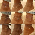 браслет на ногу женский украшения женские Модные Многослойные браслеты с надписью и бабочкой для женщин, браслет на ногу, ювелирные изделия, яркие пляжные цепочки до щиколотки в стиле бохо