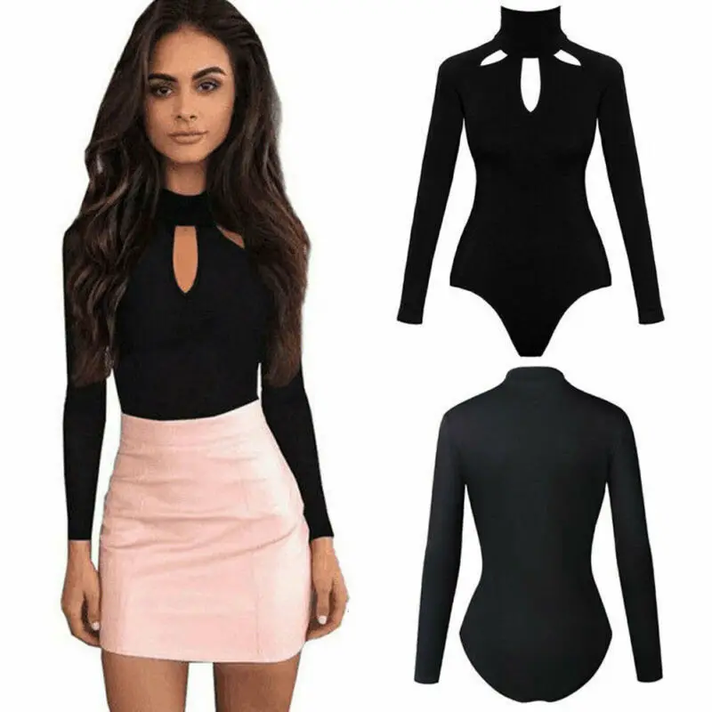 Женский эластичный купальник с длинными рукавами и высоким воротом облегающий