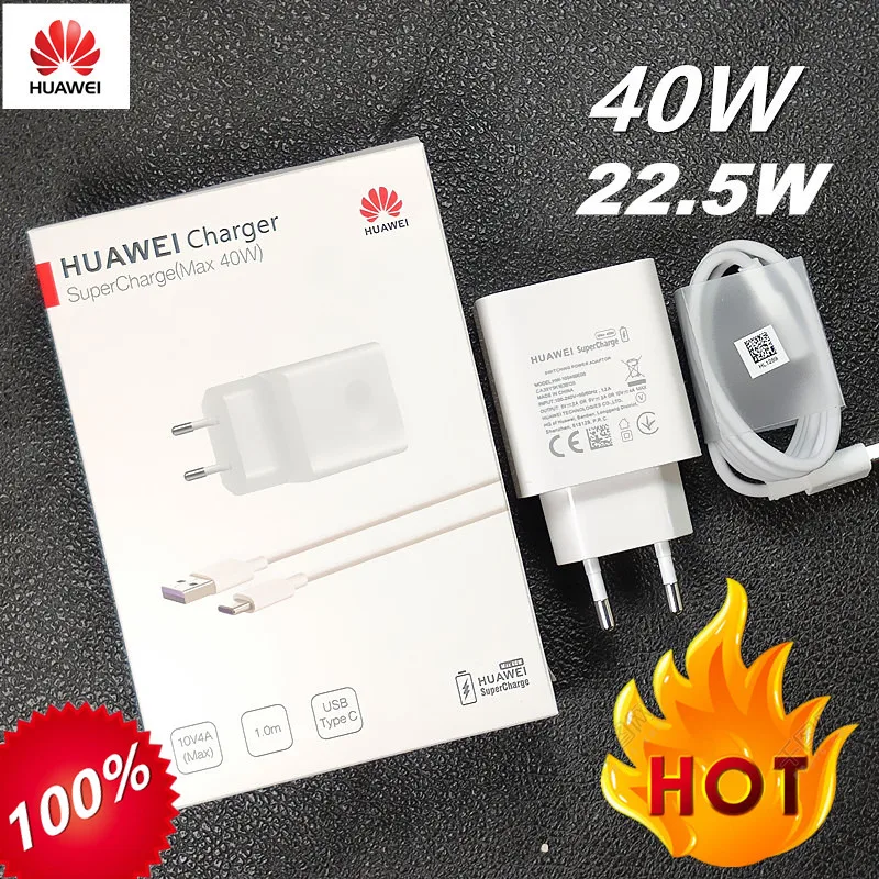 Оригинальное зарядное устройство Huawei 40 Вт 22 5 кабель Type C Supercharge 5A для P30 Pro Mate 30 20 10