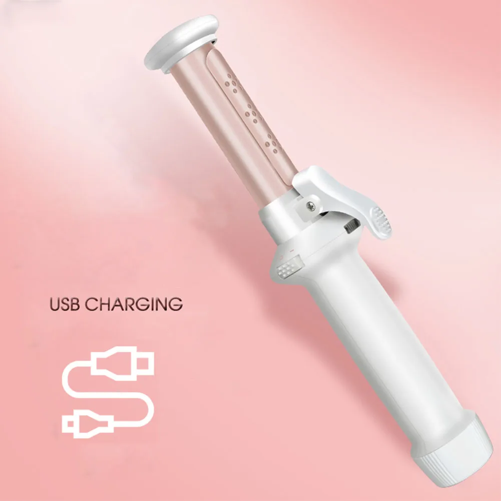 

30W Curler Portable Wireless Straightening Roller Quick Heat Electric Ceramic Coating Curling Iron USB Charging Comb Brush Mini