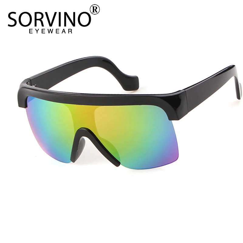 Солнцезащитные очки-авиаторы SORVINO большие зеркальные без оправы в стиле ретро P331