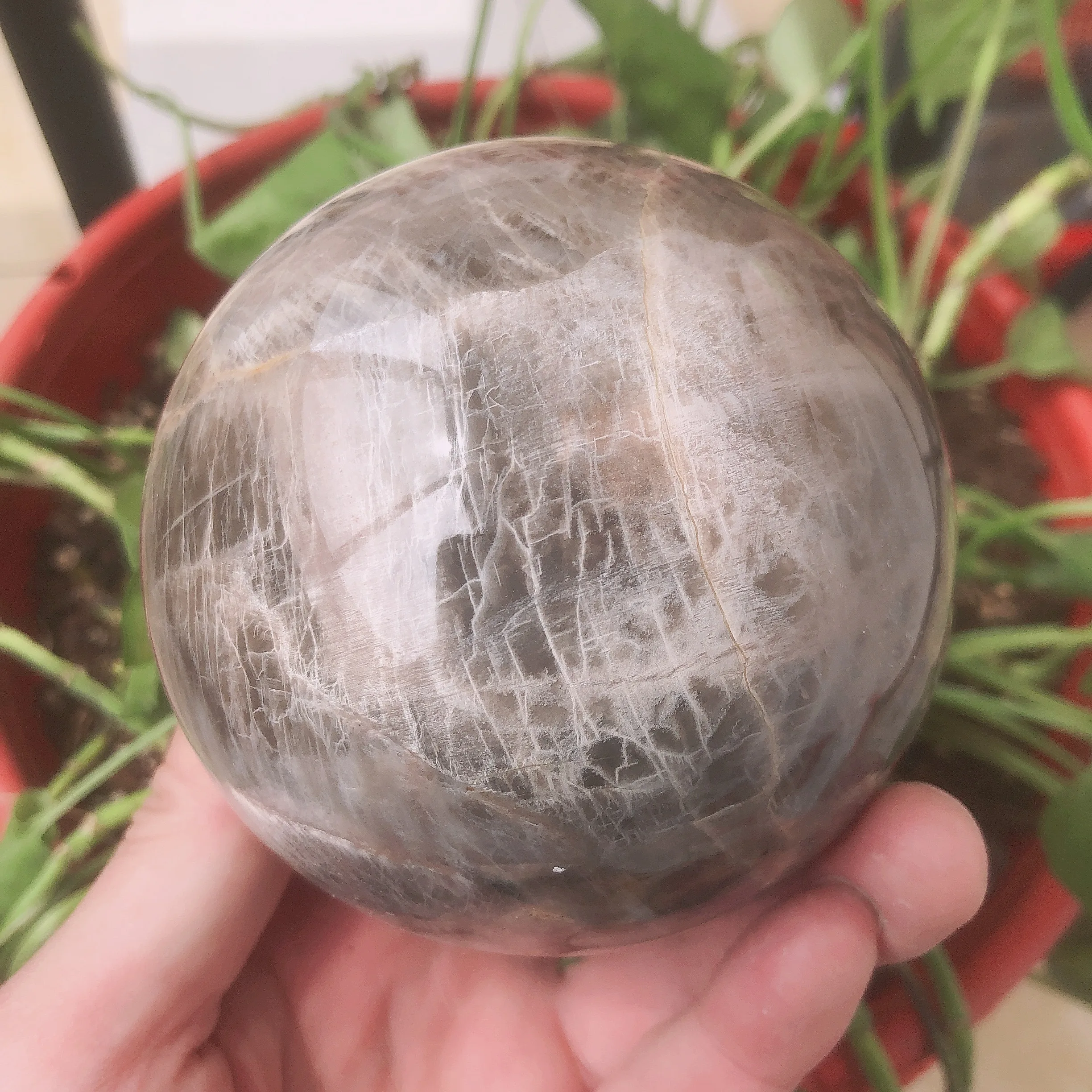 

Natural Quartz Moonstone Crystal Ball Energy Reiki Stone Home Office Aquarium Decoration Accessories Gems