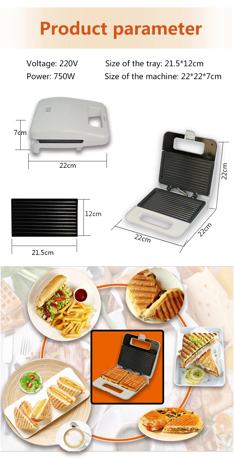 

DMWD Mini Electric Sandwich Making machine Non-Stick Plates Panini Toaster Baking Multifunction Breakfast maker Egg waffle EU