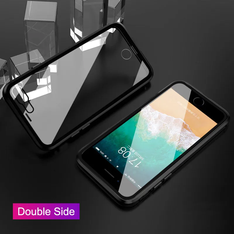 Черный Магнитный чехол для IPhone 11 Pro XR XS MAX X 8 7 6 6s Plus, закаленное стекло, Магнитный чехол s, чехол для iPhone 11, Capa Funda Coque - Цвет: Черный