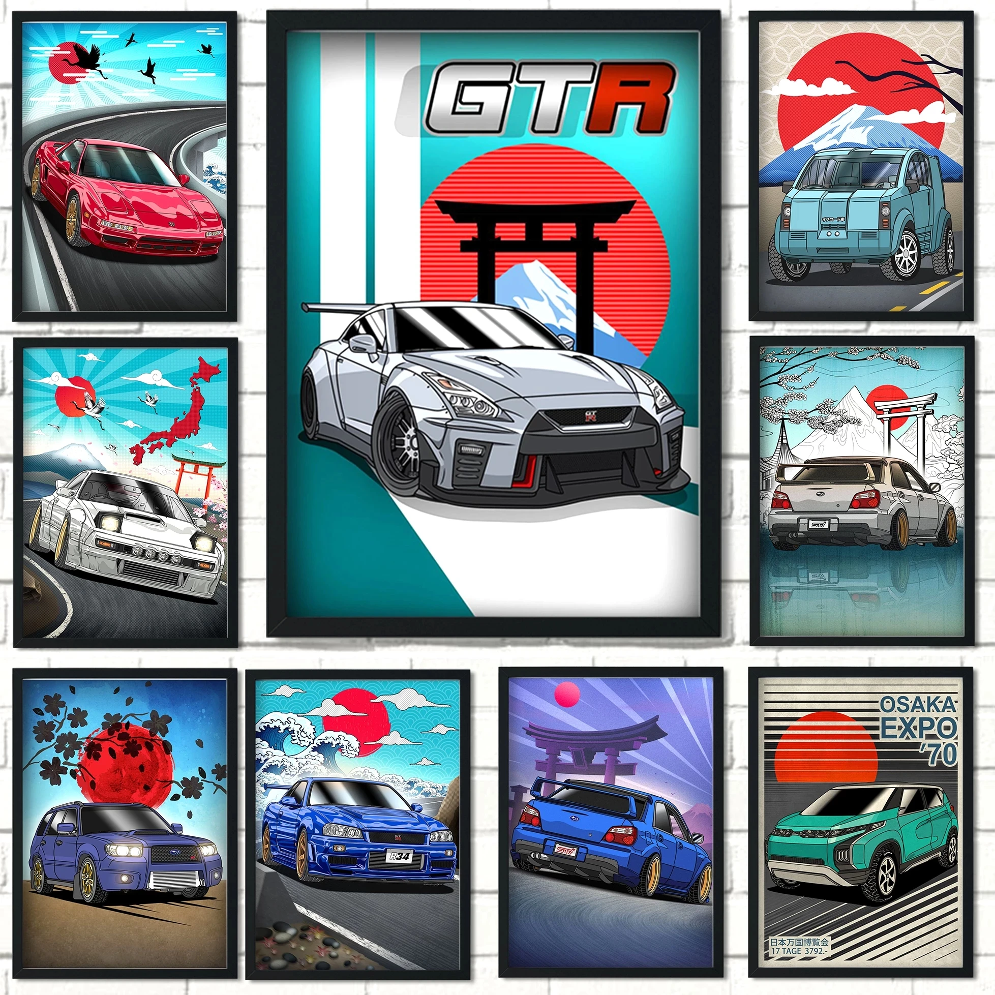 

Street Car Racing GTR SUV 80S Synthwave Neon Poster Decoration Wall Art Home Decor Painting Kawaii Room Decor Canvas Poster