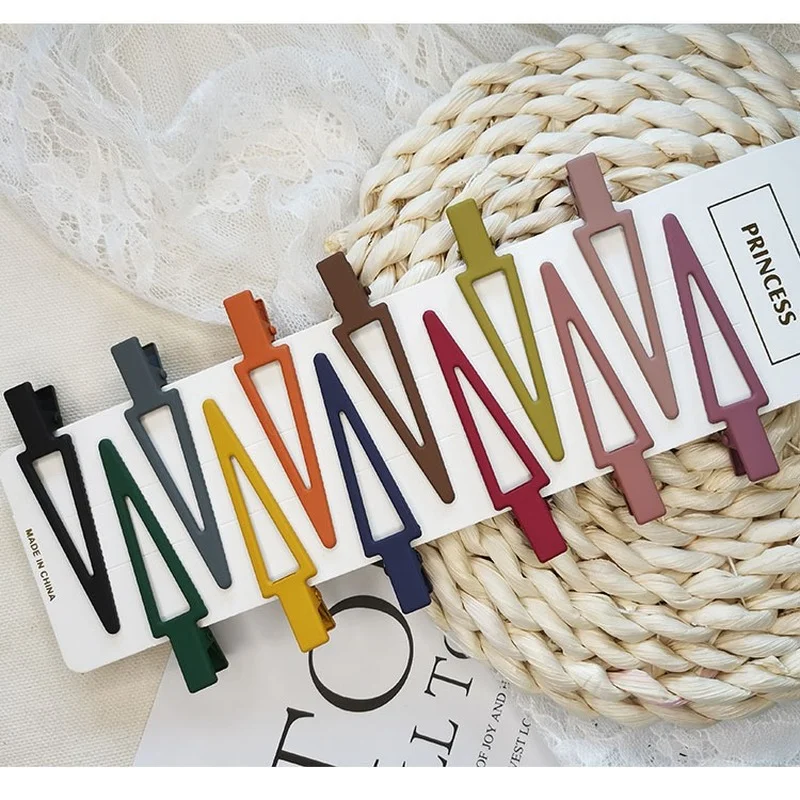

New Hairpin Matte Color Word Clip Morandi Arrow Edge Geometric Clip Hairpin Clip Female Bangs Fixed Clip Headdress