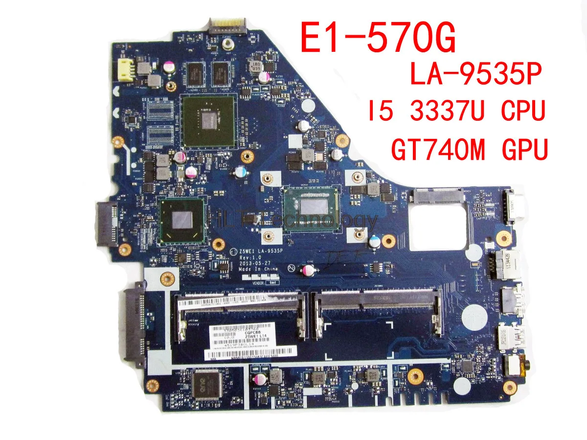 

Материнская плата для ноутбука Acer aspire E1-570 E1-570G Z5WE1 LA-9535P NBMER11001 материнская плата I5-3337U Процессор GT740M GPU DDR3