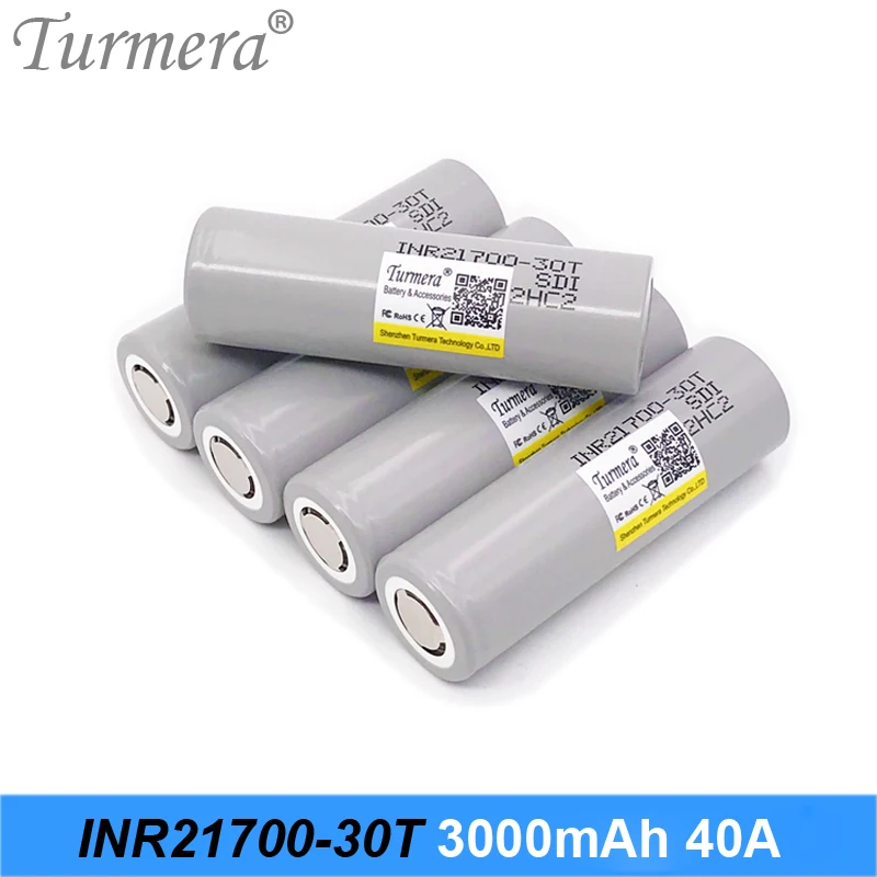 Turmera 21700 аккумулятор 3000 мАч 40A INR21700 30T перезаряжаемая литиевая батарея для