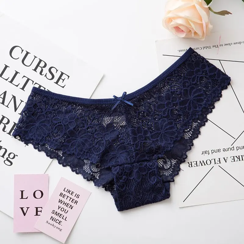 Dark Blue 1/2 шт, женское нижнее белье, сексуальное кружевное Прозрачное нижнее белье, соблазнительные Красивые трусы, высокое качество, низкая талия, женские трусы - Цвет: Dark Blue