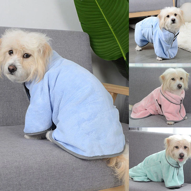 

Dog Bathrobe XS-M Microfiber Bath Towel Pet Cat Super Absorbent Bathroom Blankets Skin-friendly Coral Fleece Pet Supplies