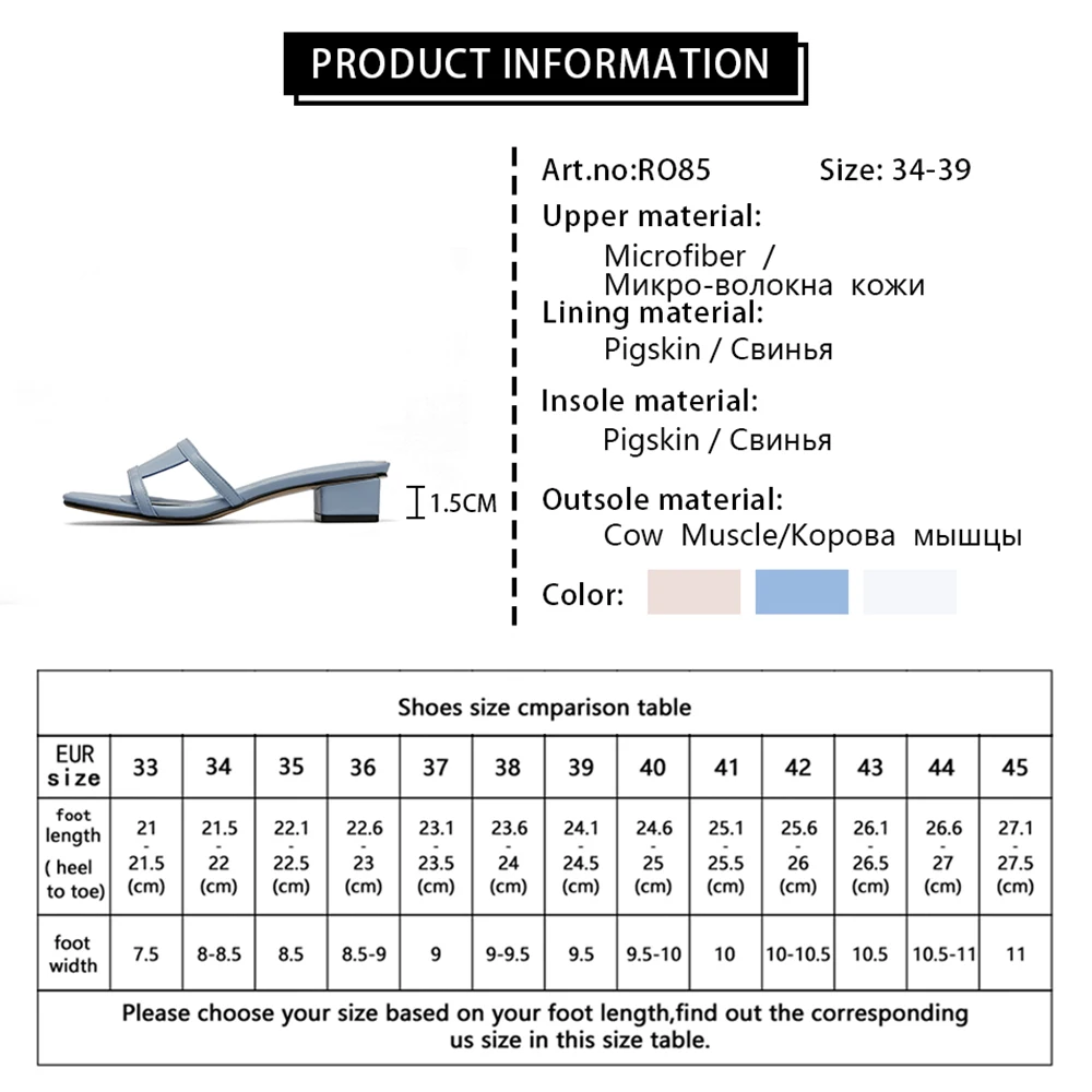 

RJN New Fashion Slippers Comfortable Square Toe Leisure Handmade Square Heel Elegant Slides Shoes Women's Hot Sale Slippers RO85