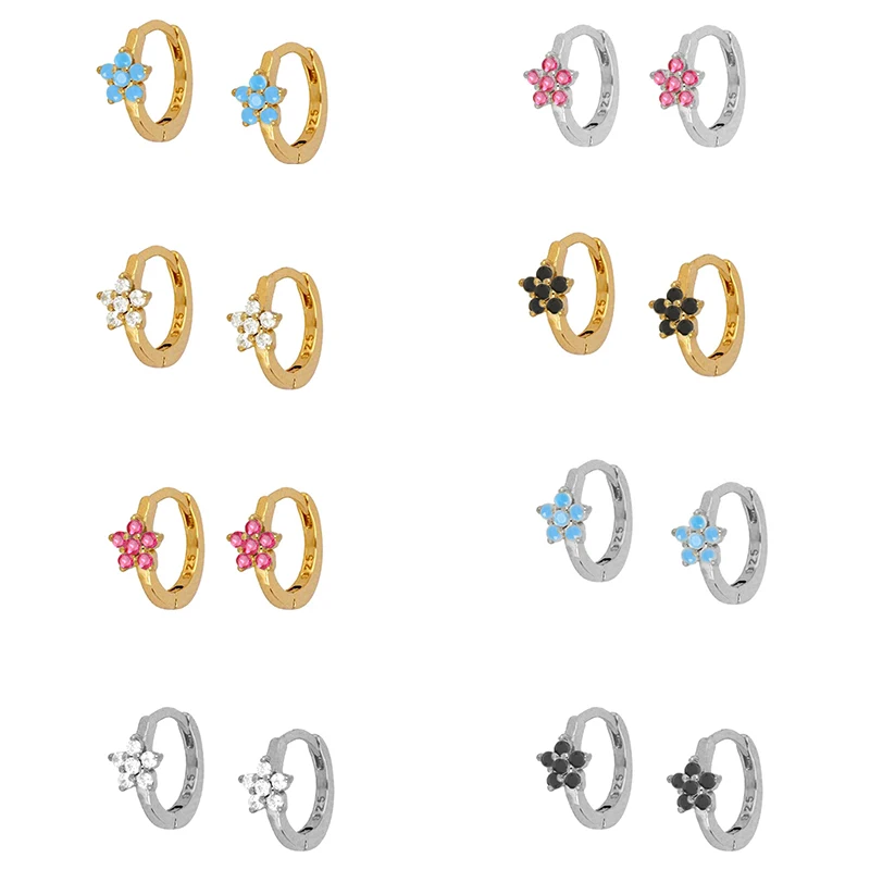 

VINY Floret Hoop Earring Silver 925 Jewelry Earrings For Women Gold/Silver Jewelry 2021 Trend Pendientes Mujer Fine Gift СеѬги