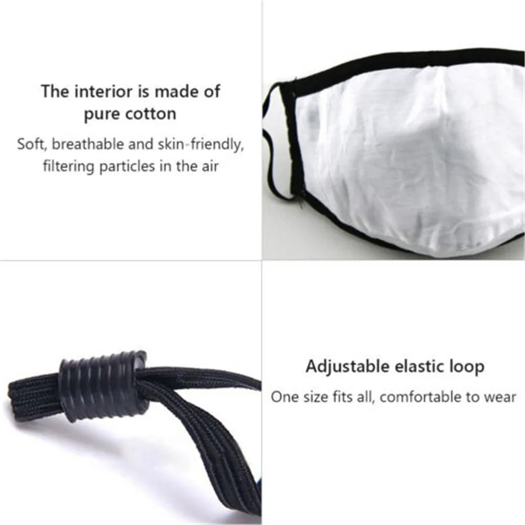 

4PCS Filter Fashion Washable Reusable Mask Anti Pollution Mouth Respirator Dust Masks Cotton Unisex Mouth Muffle 5 layer pad