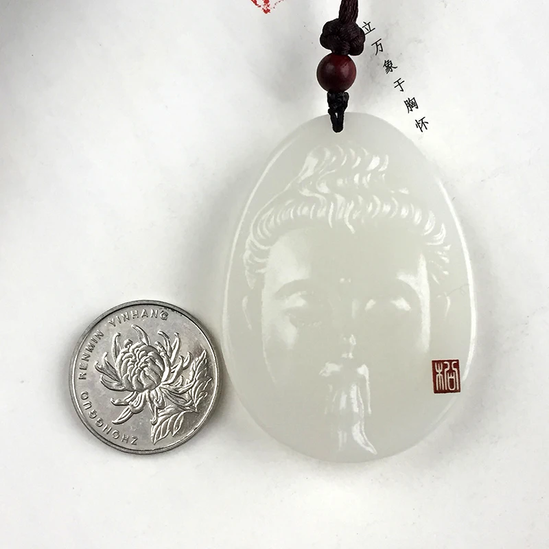

Zheru Jewelry Natural Hetian Jade White Jade Buddha Head Pendant Necklace Exquisite Jewelry Best Gift