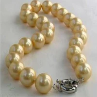 genuine 10mm natural yellow shell pearl necklace 18 inches accessories jewelry classic aurora real diy flawless