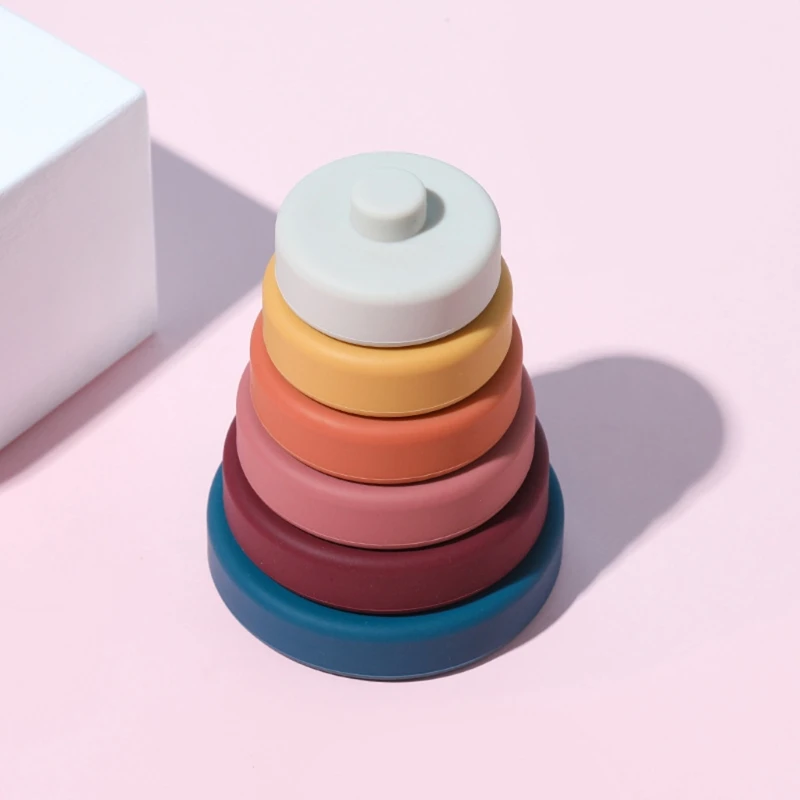 

Baby Soft Food Grade Silicone Teether 3D Stacking Building Blocks Early Educational Sensory Toys for Infant Kids