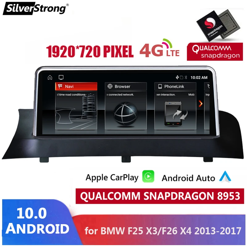 

4G LTE Android 10 10.25" HD1920*720 Car Multimedia Player for BMW X3 F25 X4 F26 CIC NBT System Autoradio Headunit Navigation GPS